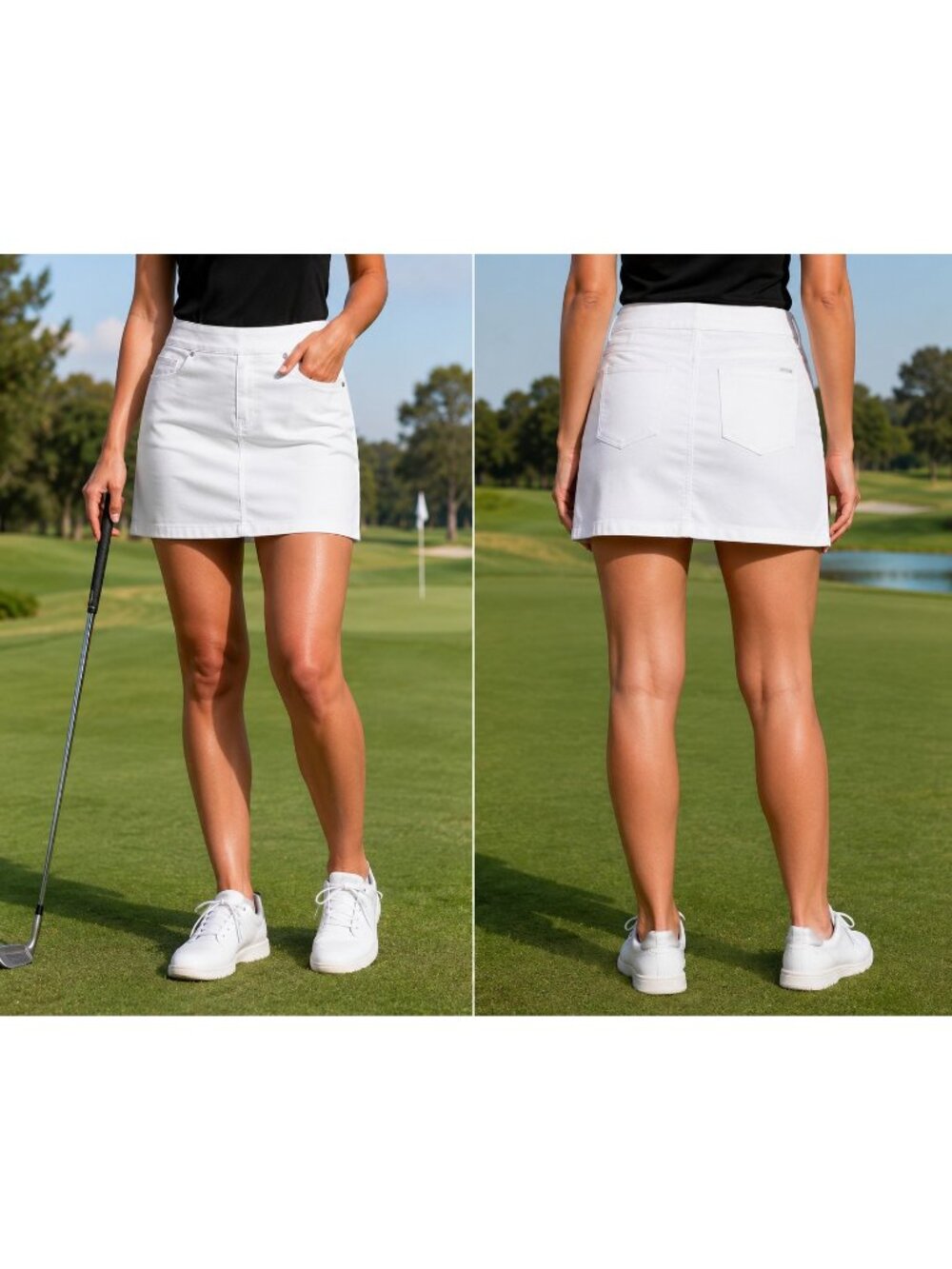 SC&CO Women's Pull-On Denim Skorts White XXL Golf Sport NWT